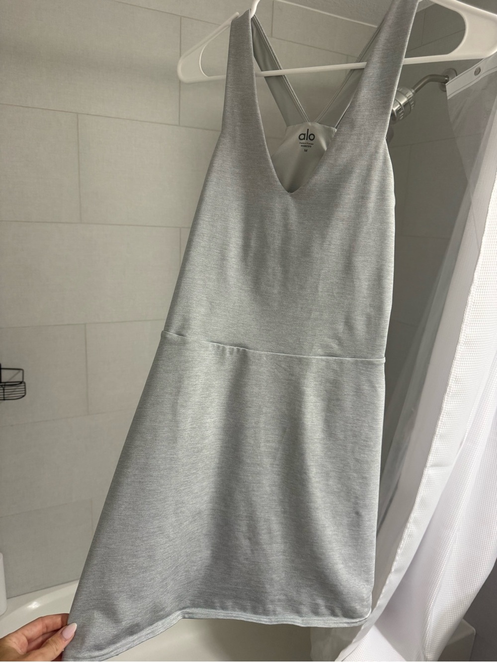 ALO Yoga Light Gray V-Neck Mini Dress